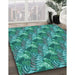 Machine Washable Transitional Dark Turquoise Green Rug in a Family Room, wshpat1803lblu