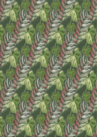 Patterned Army Green Abstract Machine Washable Rug, wshpat1803