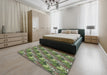 Patterned Army Green Abstract Machine Washable Rug in a Bedroom, wshpat1803