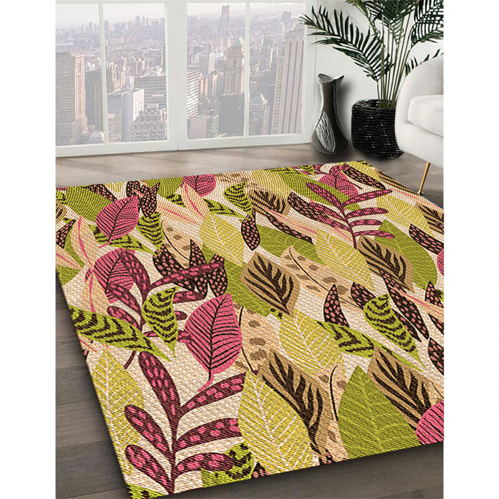 Machine Washable Transitional Yellow Orange Rug in a Family Room, wshpat1804org