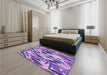 Round Machine Washable Transitional Amethyst Purple Rug in a Office, wshpat1804pur
