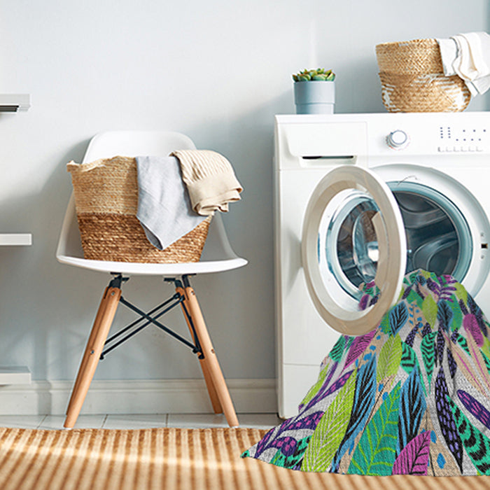 Patterned Purple Abstract Machine Washable Rug in a Washing Machine, wshpat1804