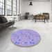 Round Patterned Purple Rug in a Office, pat1805blu