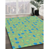 Patterned Pastel Green Rug, pat1805lblu