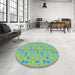 Round Patterned Pastel Green Rug in a Office, pat1805lblu