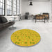 Round Patterned Orange Gold Rug in a Office, pat1805yw