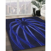 Patterned Night Blue Rug, pat1806blu