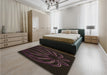 Patterned Dark Brown Rug in a Bedroom, pat1806brn