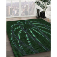 Patterned Deep Emerald Green Rug, pat1806grn