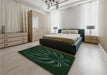 Patterned Deep Emerald Green Rug in a Bedroom, pat1806grn