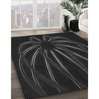 Patterned Black Rug, pat1806gry