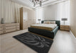 Patterned Black Rug in a Bedroom, pat1806gry