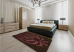 Patterned Chocolate Brown Rug in a Bedroom, pat1806org