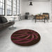 Round Patterned Chocolate Brown Rug in a Office, pat1806org