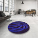 Round Patterned Amethyst Purple Rug in a Office, pat1806pur