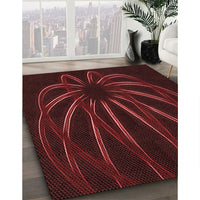 Patterned Saffron Red Rug, pat1806rd