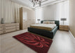 Patterned Saffron Red Rug in a Bedroom, pat1806rd