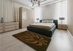 Patterned Dark Bronze Brown Rug in a Bedroom, pat1806yw