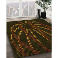 Patterned Dark Bronze Brown Rug, pat1806yw