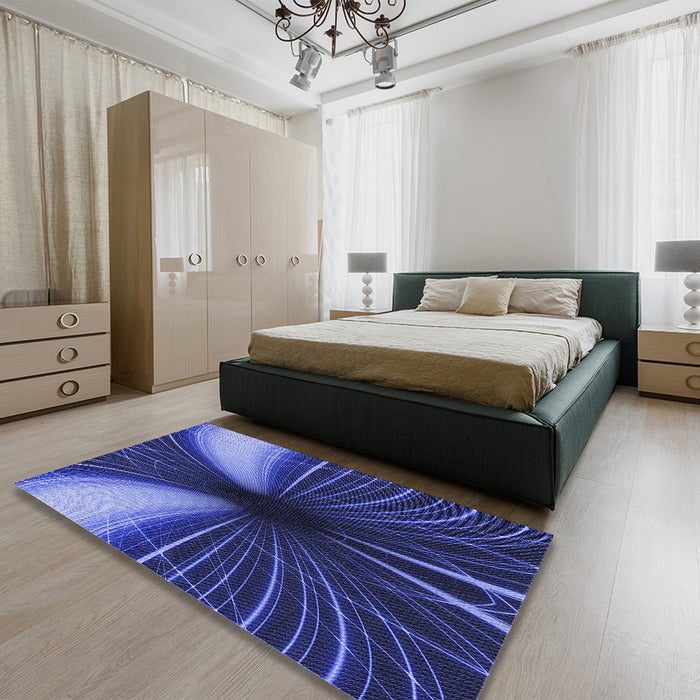 Patterned Light Slate Blue Rug in a Bedroom, pat1807blu