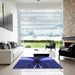 Square Patterned Light Slate Blue Rug in a Living Room, pat1807blu