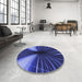 Round Patterned Light Slate Blue Rug in a Office, pat1807blu