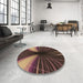 Round Patterned Dark Scarlet Red Rug in a Office, pat1807brn