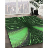 Patterned Dark Forest Green Rug, pat1807grn