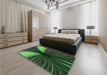 Patterned Dark Forest Green Rug in a Bedroom, pat1807grn