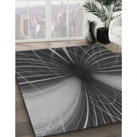 Patterned Charcoal Black Rug, pat1807gry