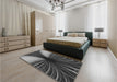 Patterned Charcoal Black Rug in a Bedroom, pat1807gry