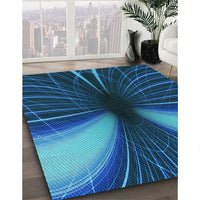 Patterned Deep Sky Blue Rug, pat1807lblu