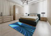 Patterned Deep Sky Blue Rug in a Bedroom, pat1807lblu