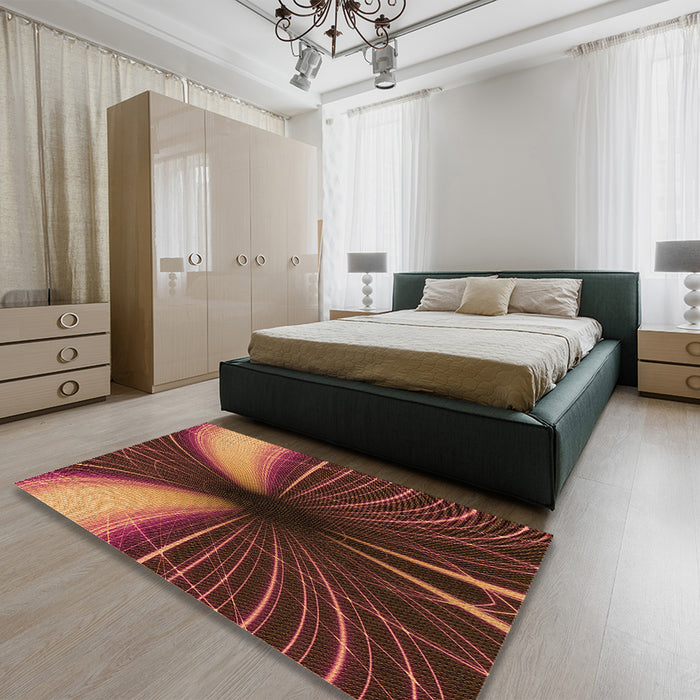 Patterned Deep Red Rug in a Bedroom, pat1807org