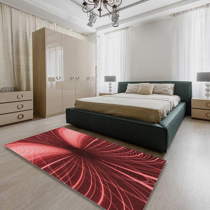 Patterned Red Rug in a Bedroom, pat1807rd
