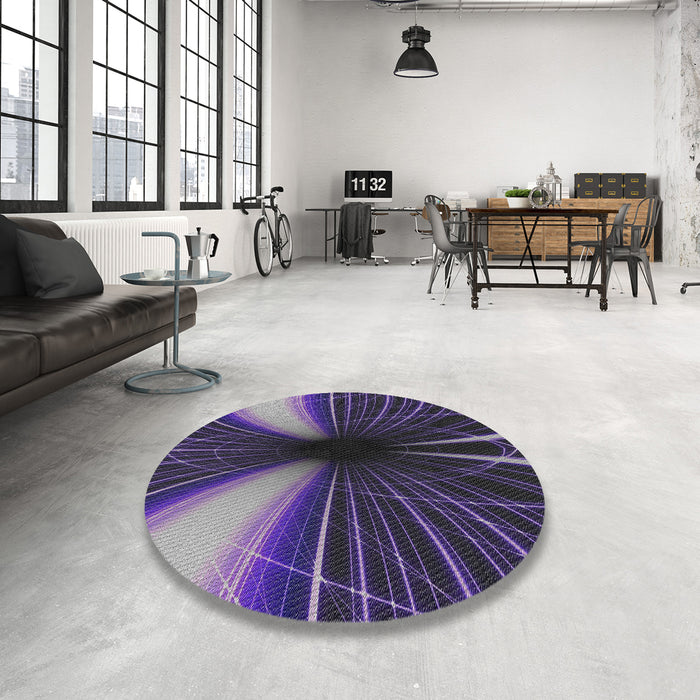 Round Machine Washable Transitional Lavender Purple Rug in a Office, wshpat1807