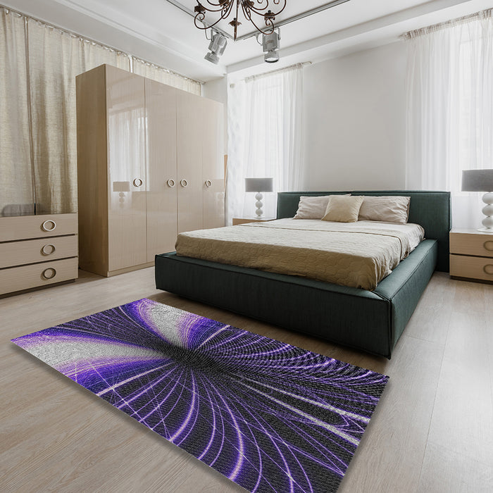 Machine Washable Transitional Lavender Purple Rug in a Bedroom, wshpat1807