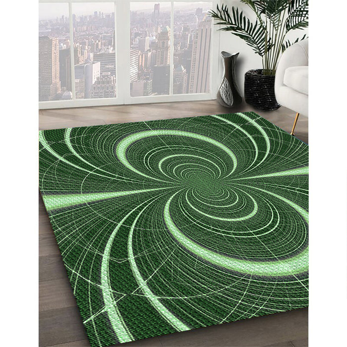 Machine Washable Transitional Dark Forest Green Rug in a Family Room, wshpat1808grn