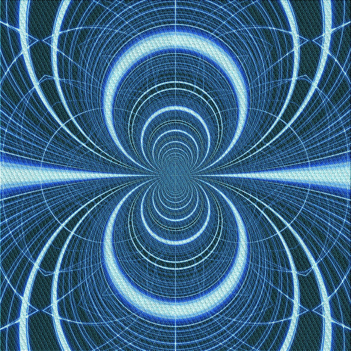 Round Patterned Blue Rug, pat1808lblu