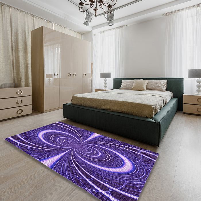 Patterned Indigo Purple Rug in a Bedroom, pat1808pur