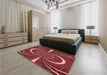 Round Machine Washable Transitional Cranberry Red Rug in a Office, wshpat1808rd