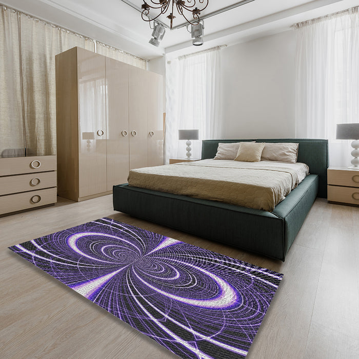 Patterned Lavender Purple Novelty Rug in a Bedroom, pat1808