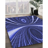 Patterned Denim Dark Blue Rug, pat1809blu