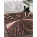 Machine Washable Transitional Dark Almond Brown Rug in a Family Room, wshpat1809brn