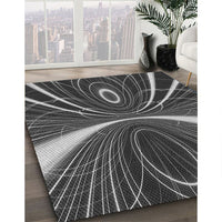 Patterned Charcoal Black Rug, pat1809gry