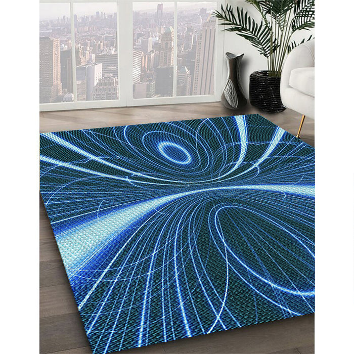 Patterned Blue Rug in Family Room, pat1809lblu