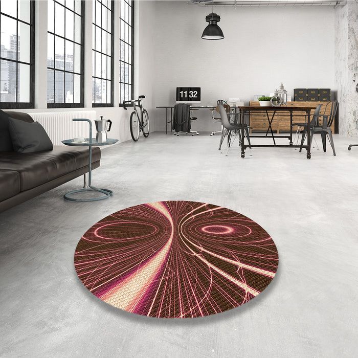 Round Patterned Rust Pink Rug in a Office, pat1809org