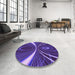 Round Patterned Denim Dark Blue Rug in a Office, pat1809pur