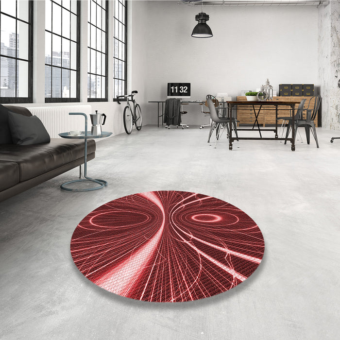 Round Patterned Red Rug in a Office, pat1809rd