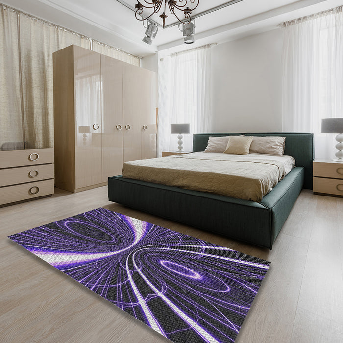 Patterned Lavender Purple Novelty Rug in a Bedroom, pat1809